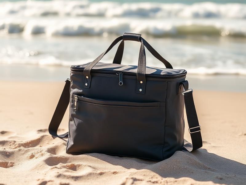 Soft cooler on a sunny beach